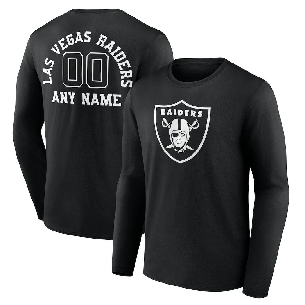 Las Vegas Raiders Personalized Name & Number Monochrome Long Sleeve T-Shirt - Black cheap