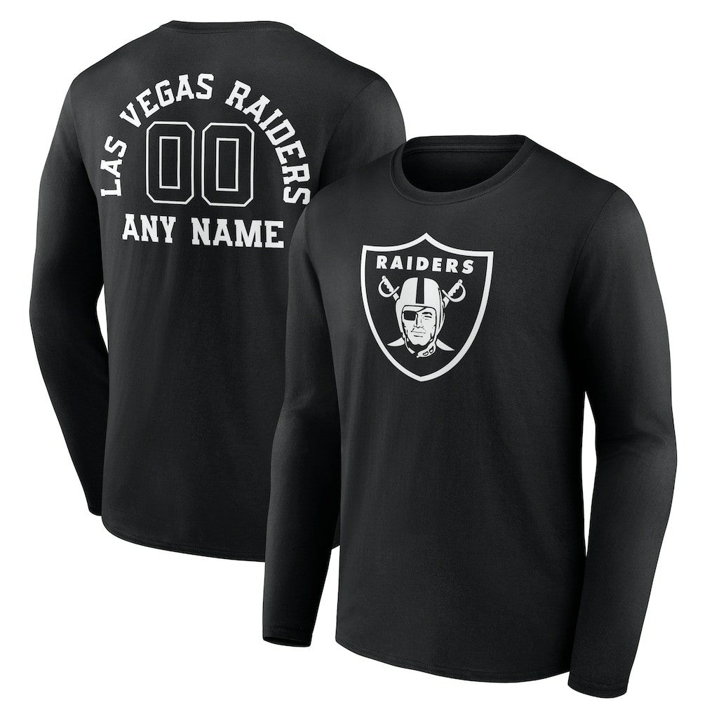 Las Vegas Raiders Personalized Name & Number Monochrome Long Sleeve T-Shirt - Black cheap