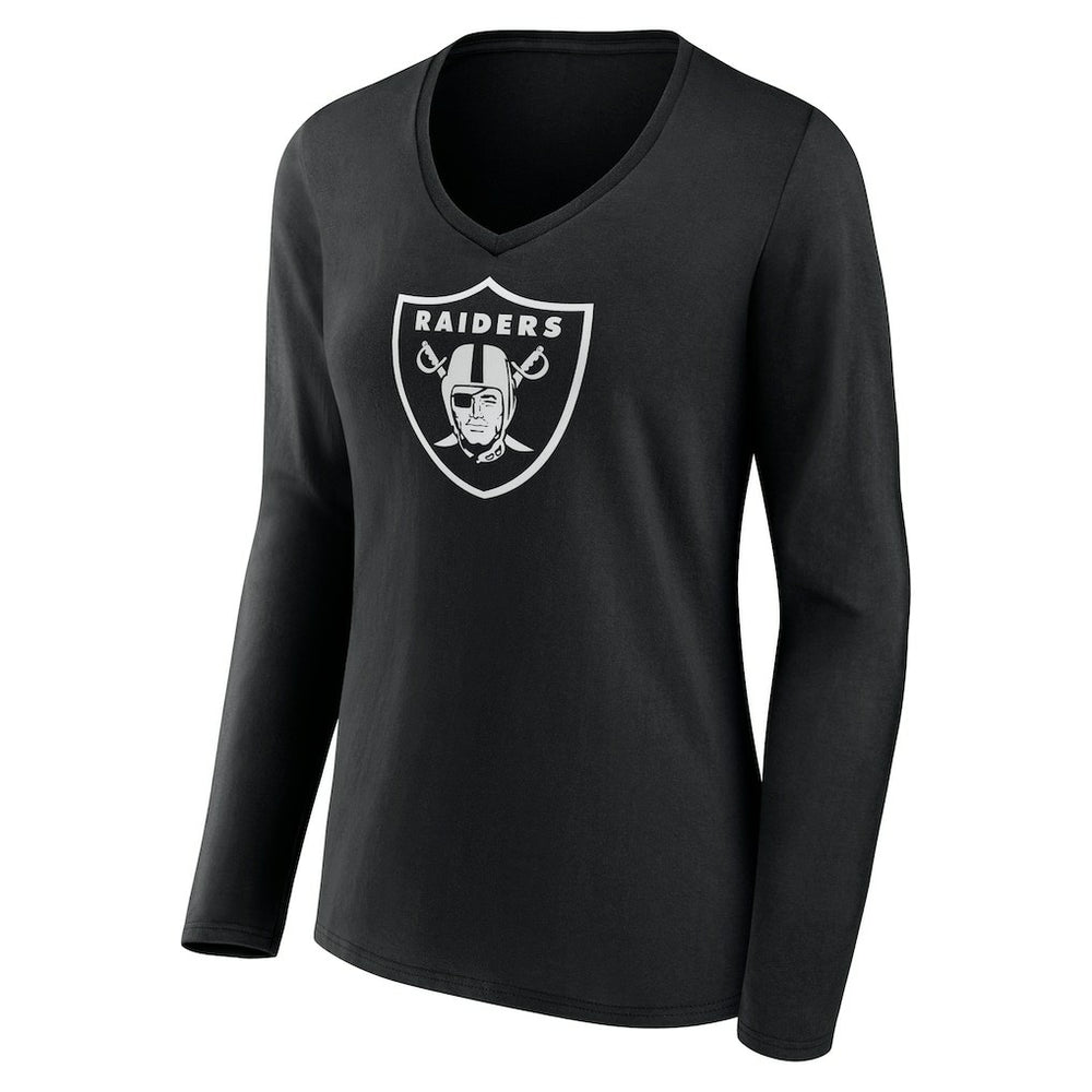 Las Vegas Raiders Women's Personalized Name & Number Monochrome Long Sleeve V-Neck T-Shirt - Black online