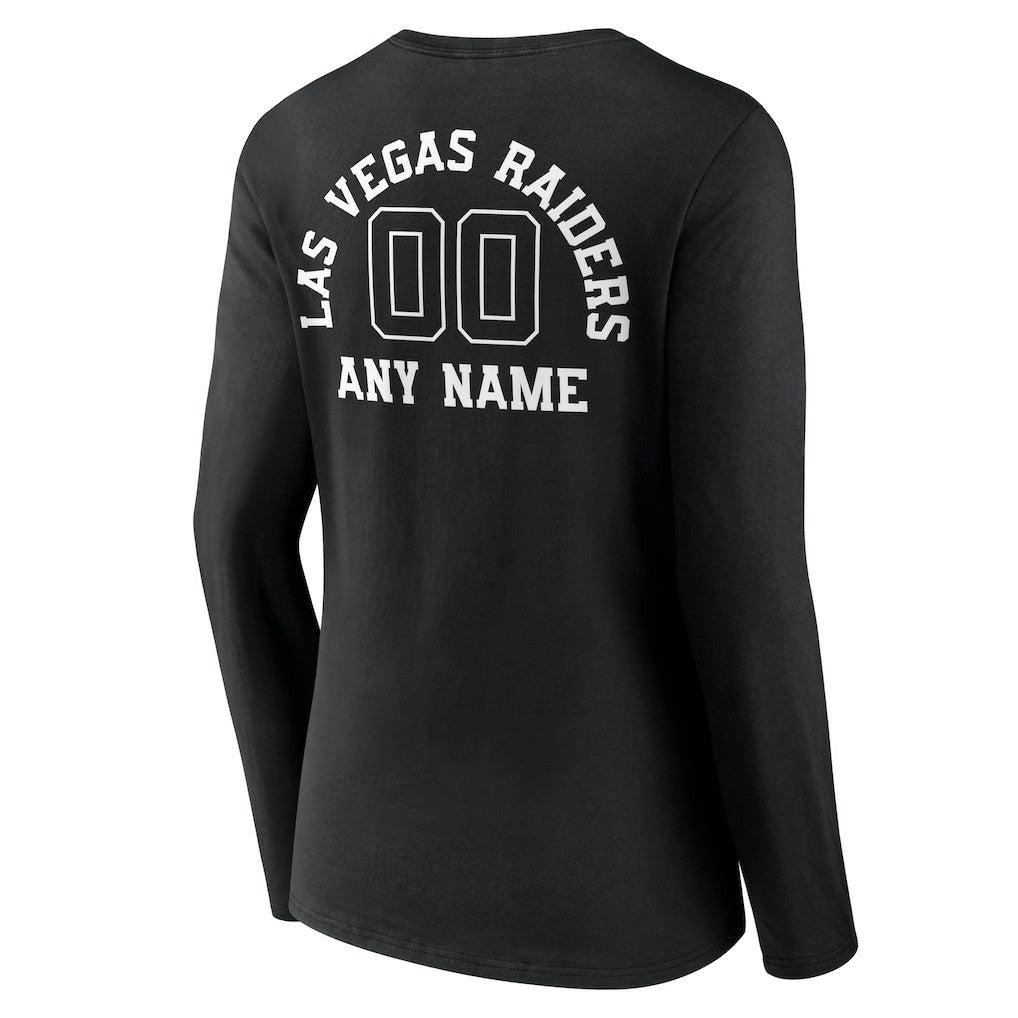 Las Vegas Raiders Women's Personalized Name & Number Monochrome Long Sleeve V-Neck T-Shirt - Black online