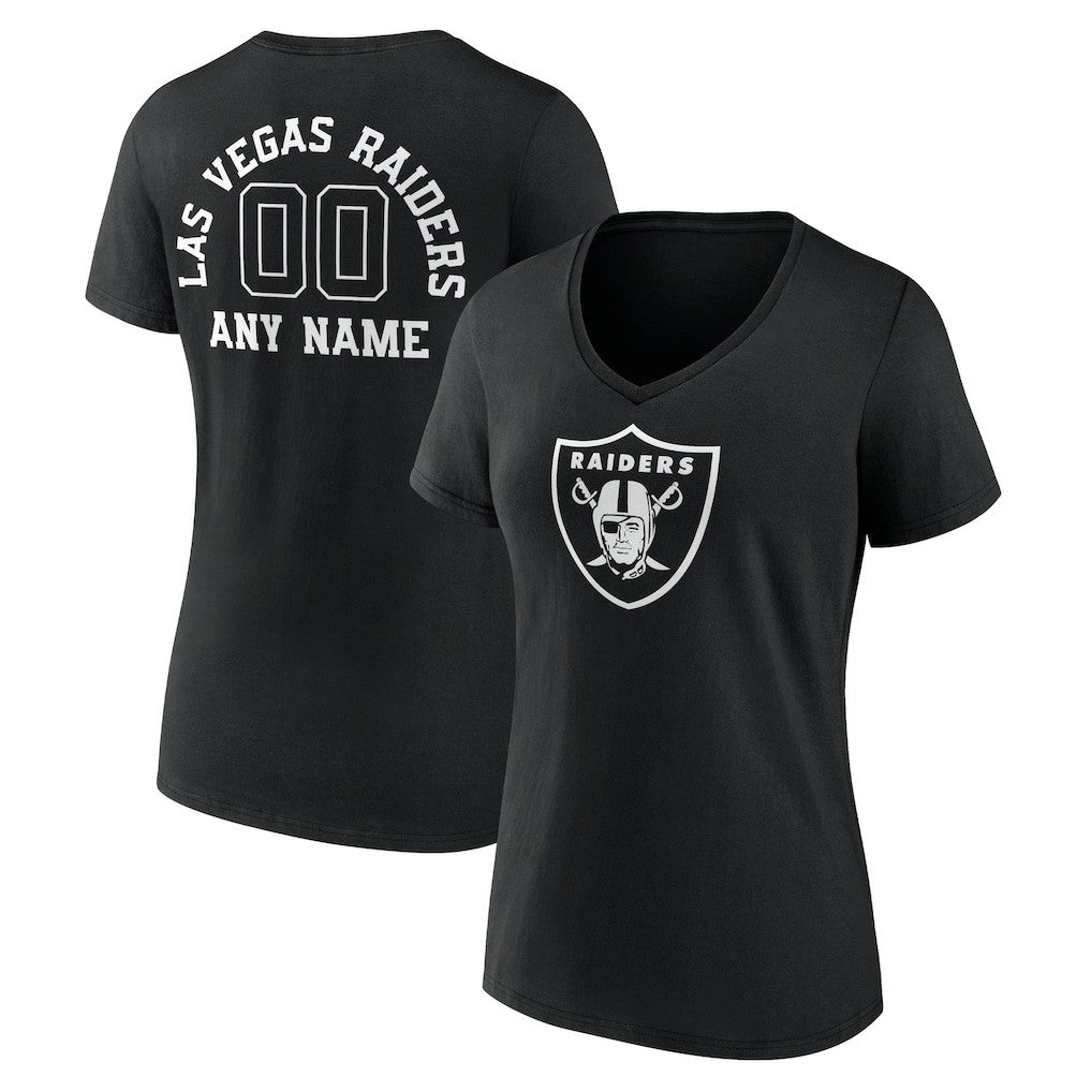 Las Vegas Raiders Women's Personalized Name & Number Monochrome V-Neck T-Shirt - Black sale