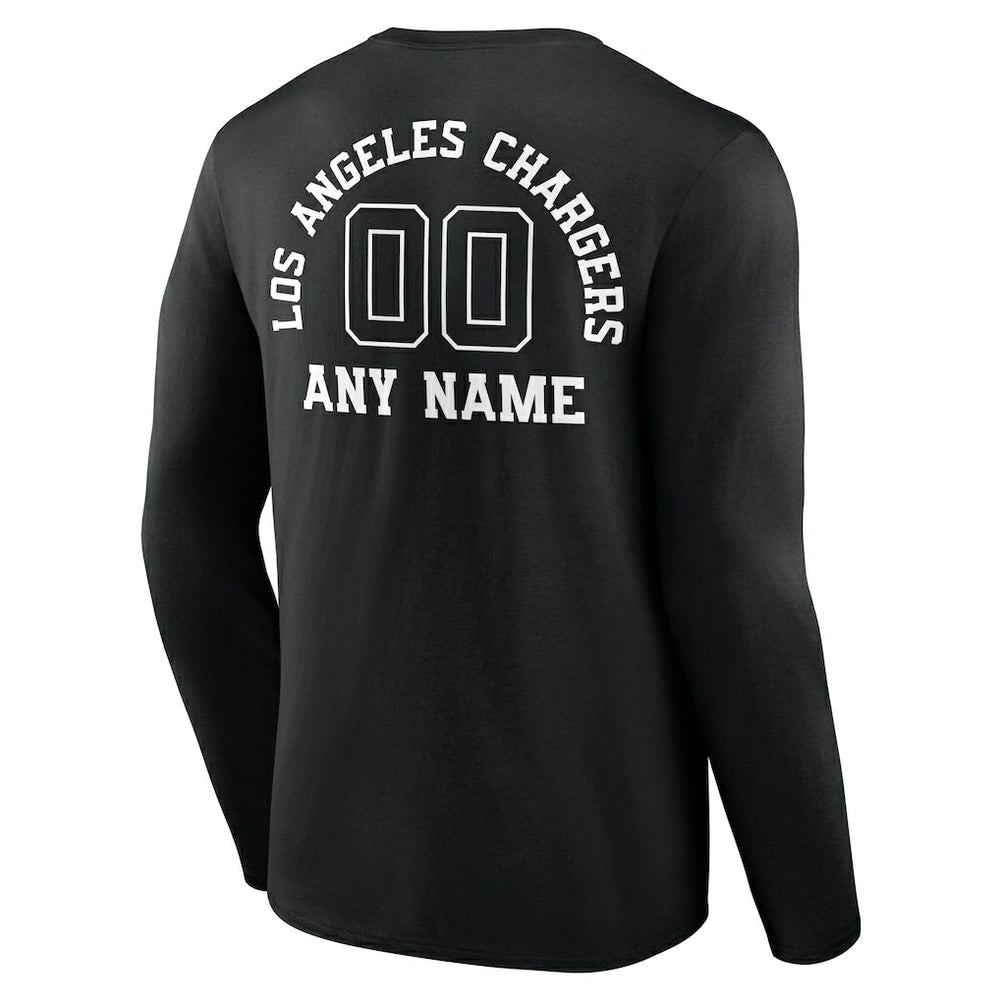 Los Angeles Chargers Personalized Name & Number Monochrome Long Sleeve T-Shirt - Black on sale