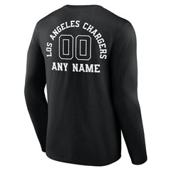 Los Angeles Chargers Personalized Name & Number Monochrome Long Sleeve T-Shirt - Black on sale
