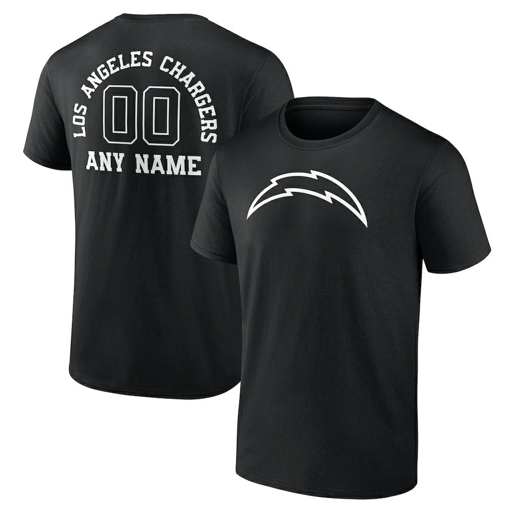 Los Angeles Chargers Personalized Name & Number Monochrome T-Shirt - Black cheap