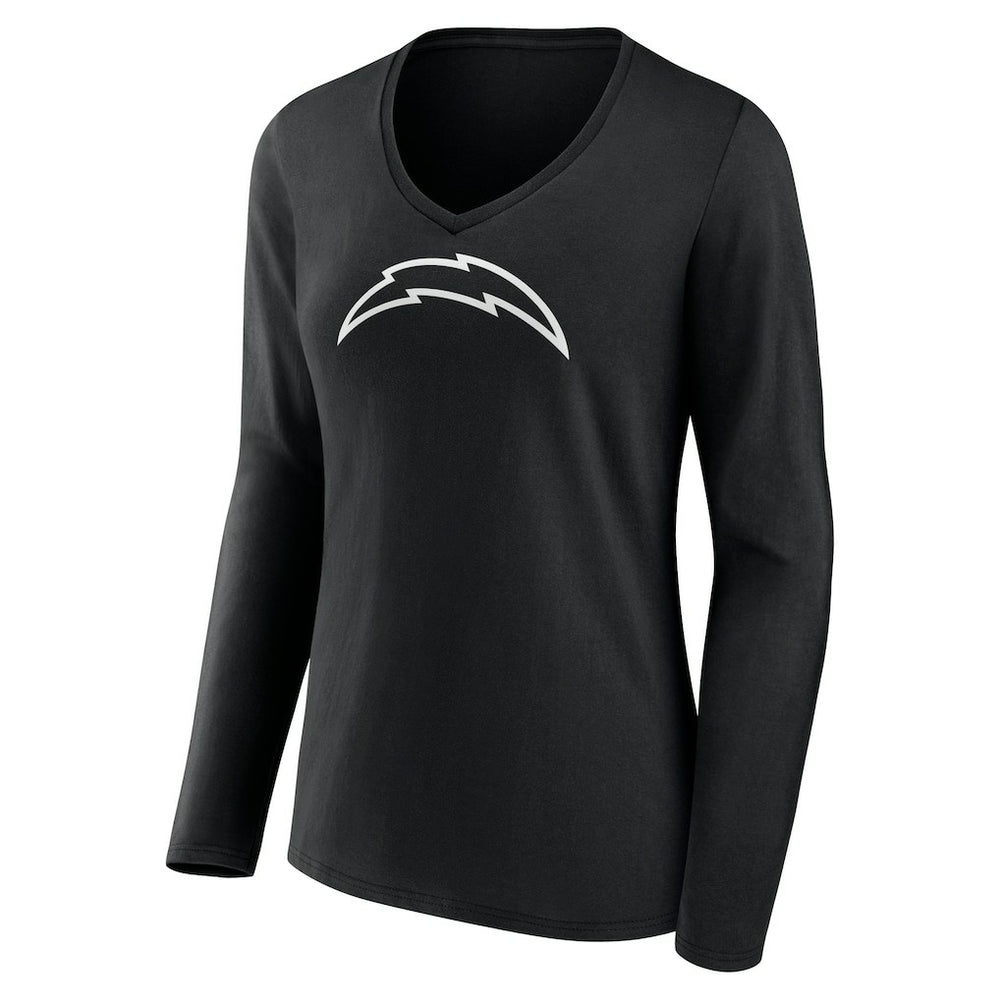 Los Angeles Chargers Women's Personalized Name & Number Monochrome Long Sleeve V-Neck T-Shirt - Black sale