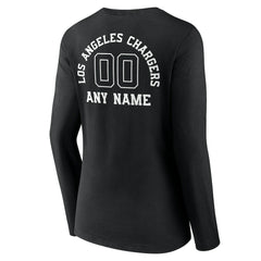 Los Angeles Chargers Women's Personalized Name & Number Monochrome Long Sleeve V-Neck T-Shirt - Black sale