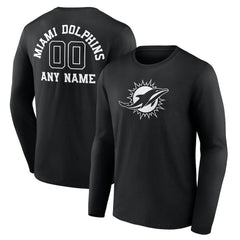 Miami Dolphins Personalized Name & Number Monochrome Long Sleeve T-Shirt - Black outlet