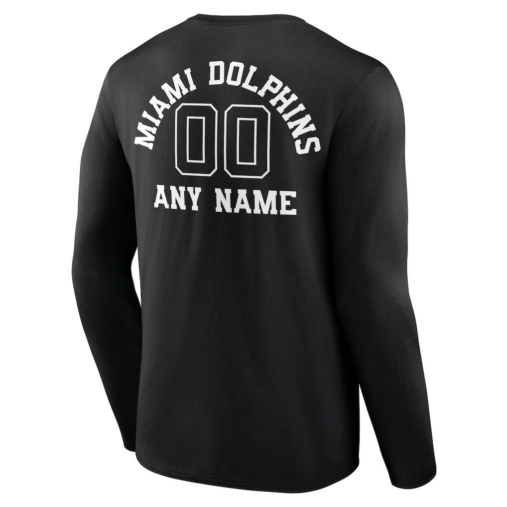 Miami Dolphins Personalized Name & Number Monochrome Long Sleeve T-Shirt - Black outlet