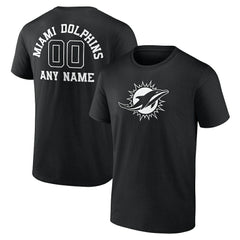 Miami Dolphins Personalized Name & Number Monochrome T-Shirt - Black cheap