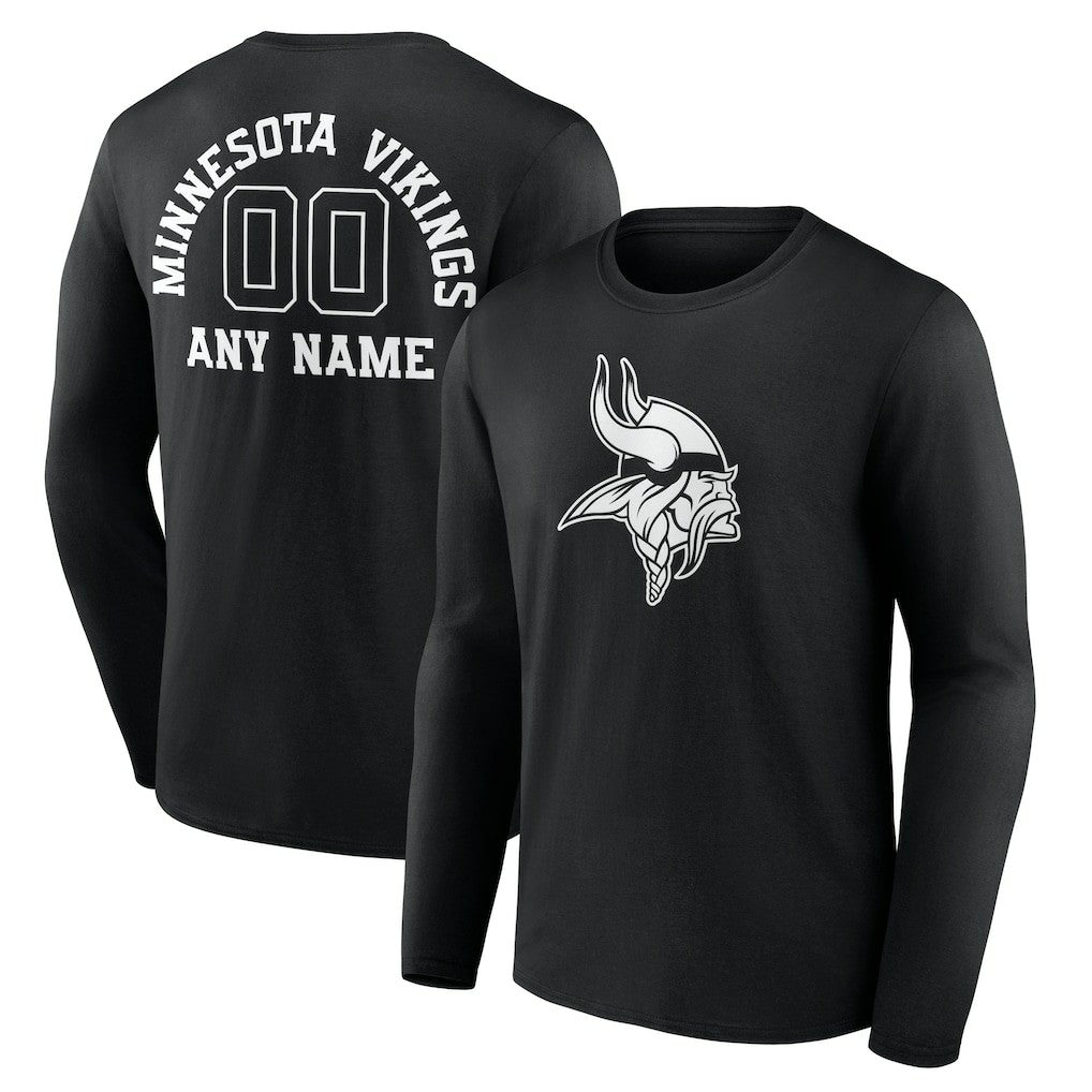 Minnesota Vikings Personalized Name & Number Monochrome Long Sleeve T-Shirt - Black outlet