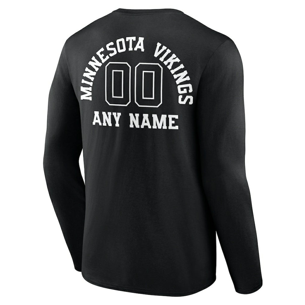 Minnesota Vikings Personalized Name & Number Monochrome Long Sleeve T-Shirt - Black outlet