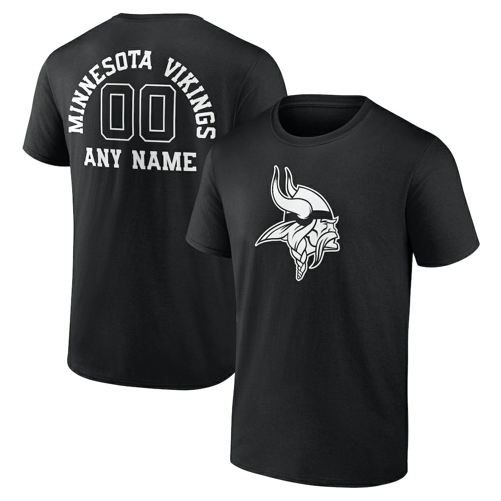 Minnesota Vikings Personalized Name & Number Monochrome T-Shirt - Black online