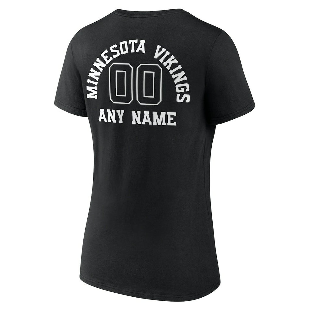 Minnesota Vikings Women's Personalized Name & Number Monochrome V-Neck T-Shirt - Black online