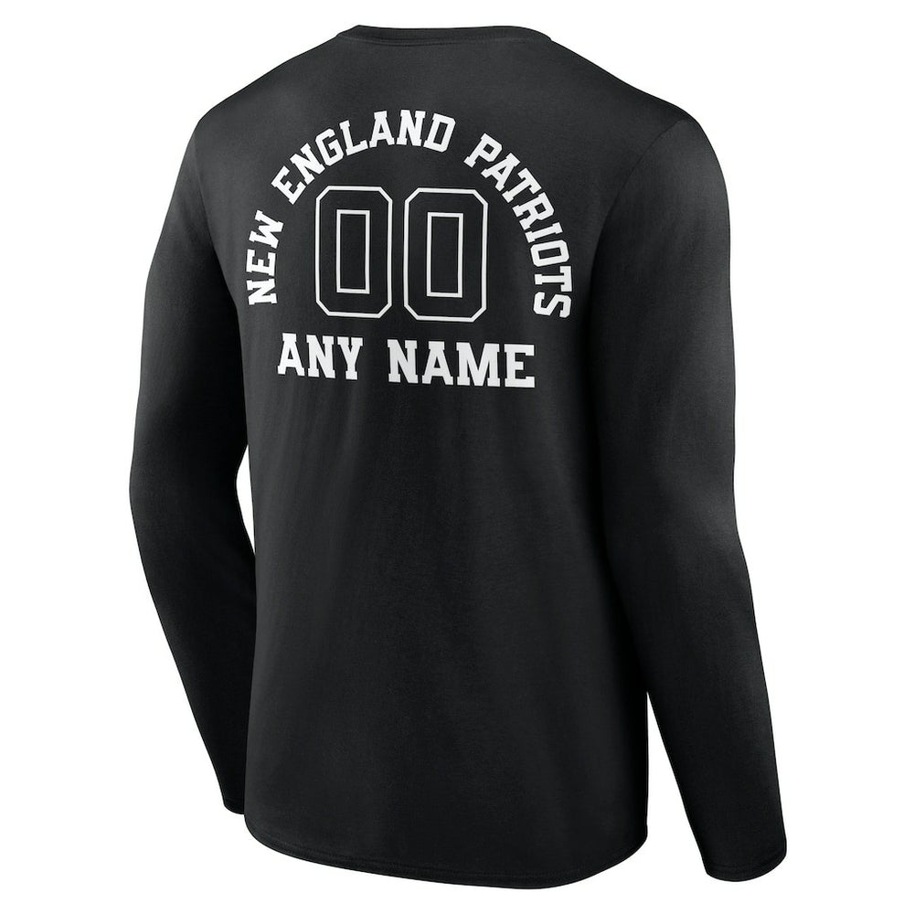 New England Patriots Personalized Name & Number Monochrome Long Sleeve T-Shirt - Black discount