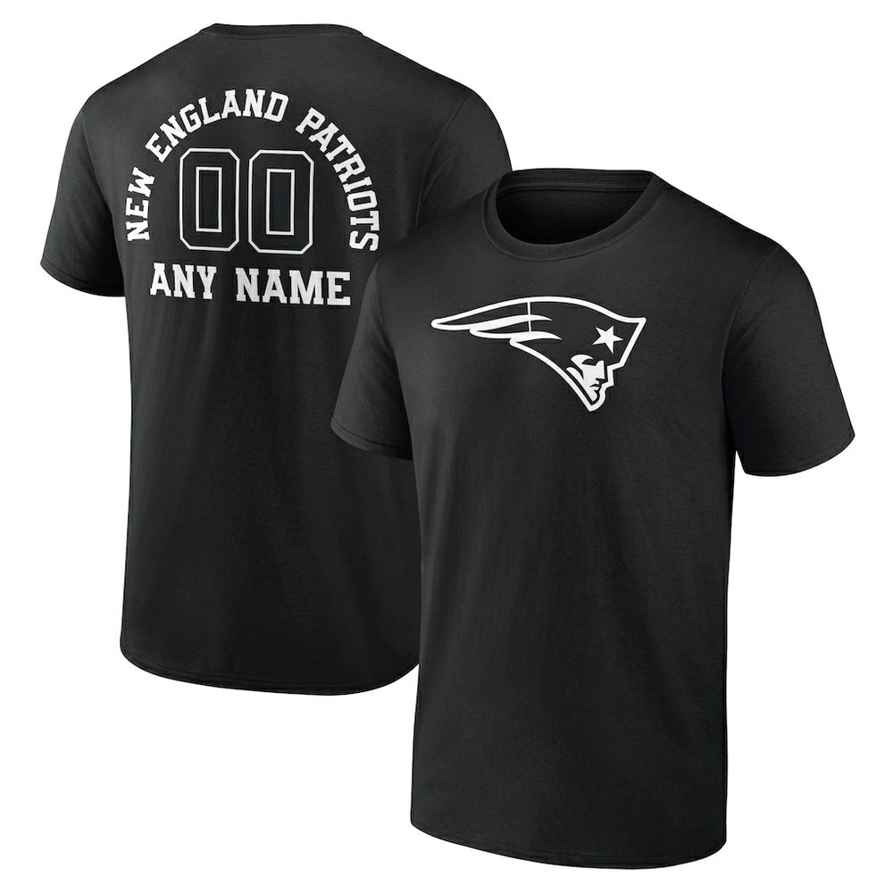 New England Patriots Personalized Name & Number Monochrome T-Shirt - Black on sale