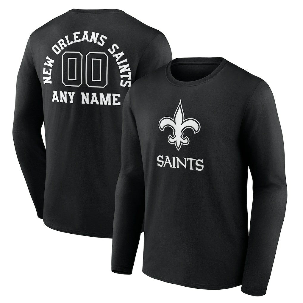 New Orleans Saints Personalized Name & Number Monochrome Long Sleeve T-Shirt - Black cheap