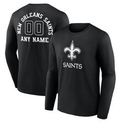 New Orleans Saints Personalized Name & Number Monochrome Long Sleeve T-Shirt - Black cheap