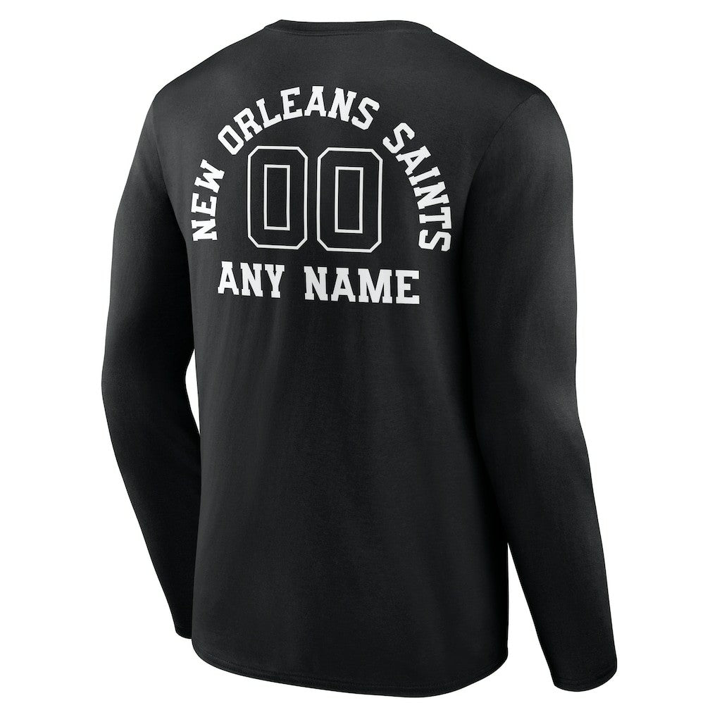 New Orleans Saints Personalized Name & Number Monochrome Long Sleeve T-Shirt - Black cheap