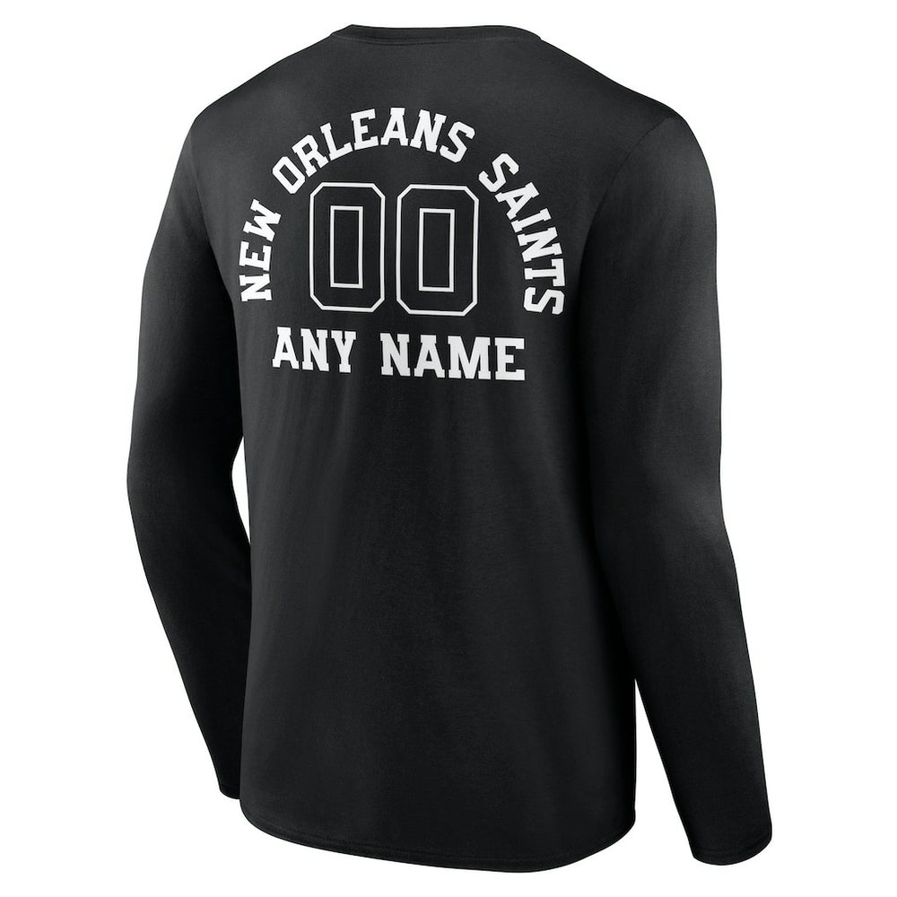 New Orleans Saints Personalized Name & Number Monochrome Long Sleeve T-Shirt - Black cheap