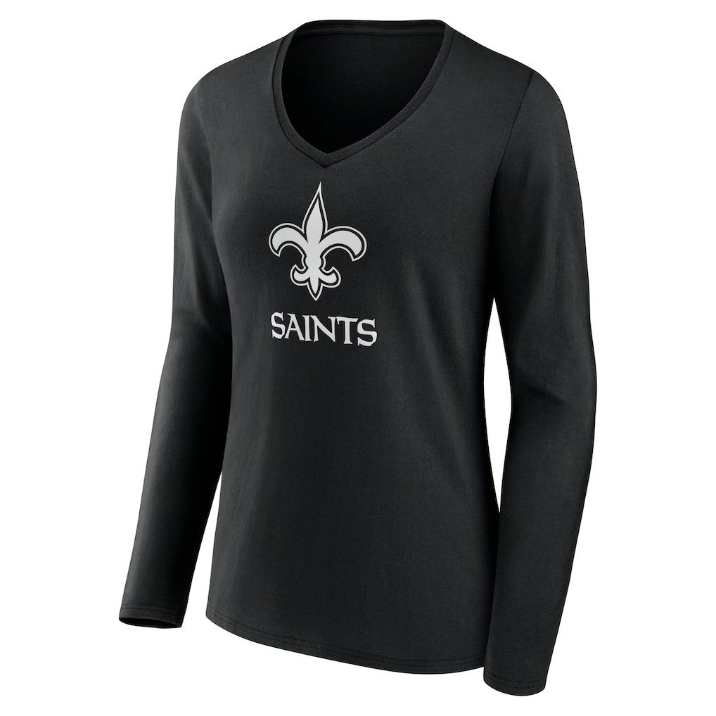 New Orleans Saints Women's Personalized Name & Number Monochrome Long Sleeve V-Neck T-Shirt - Black outlet