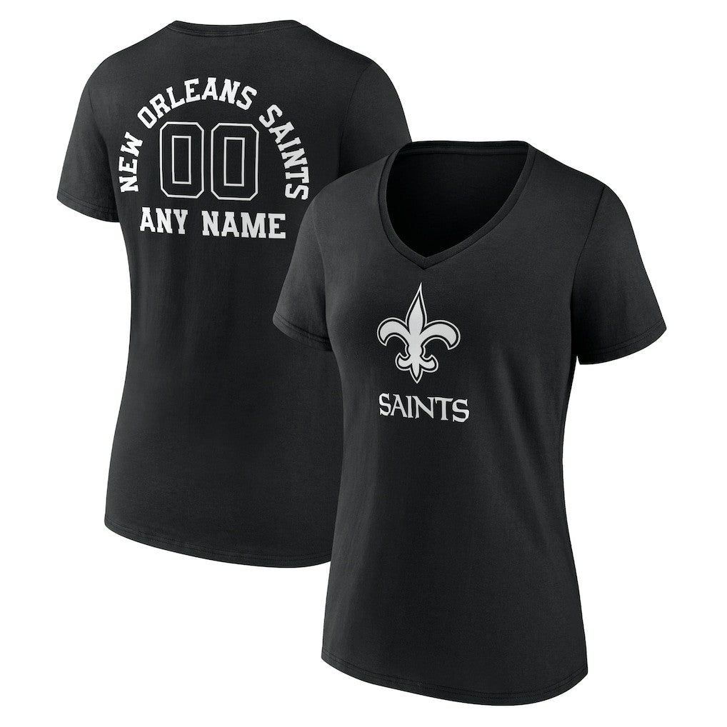 New Orleans Saints Women's Personalized Name & Number Monochrome V-Neck T-Shirt - Black online