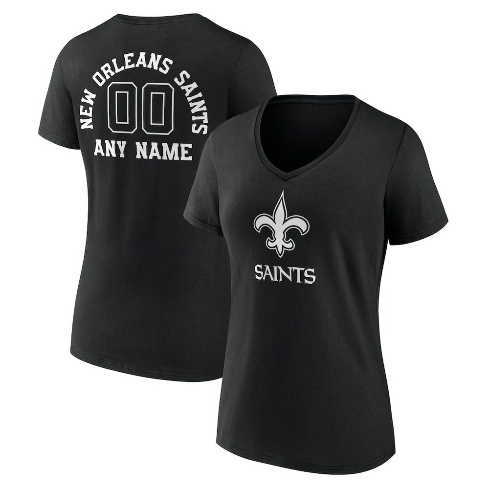 New Orleans Saints Women's Personalized Name & Number Monochrome V-Neck T-Shirt - Black online