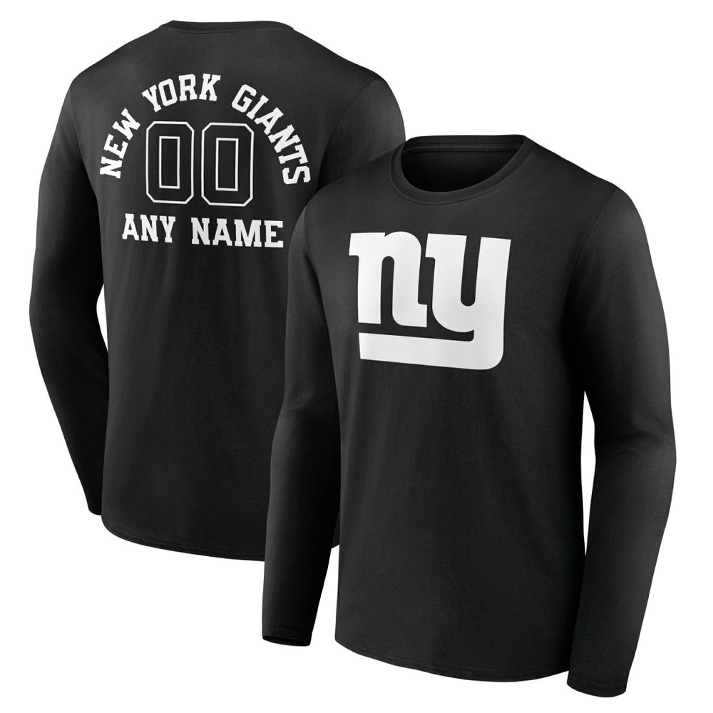 New York Giants Personalized Name & Number Monochrome Long Sleeve T-Shirt - Black for sale