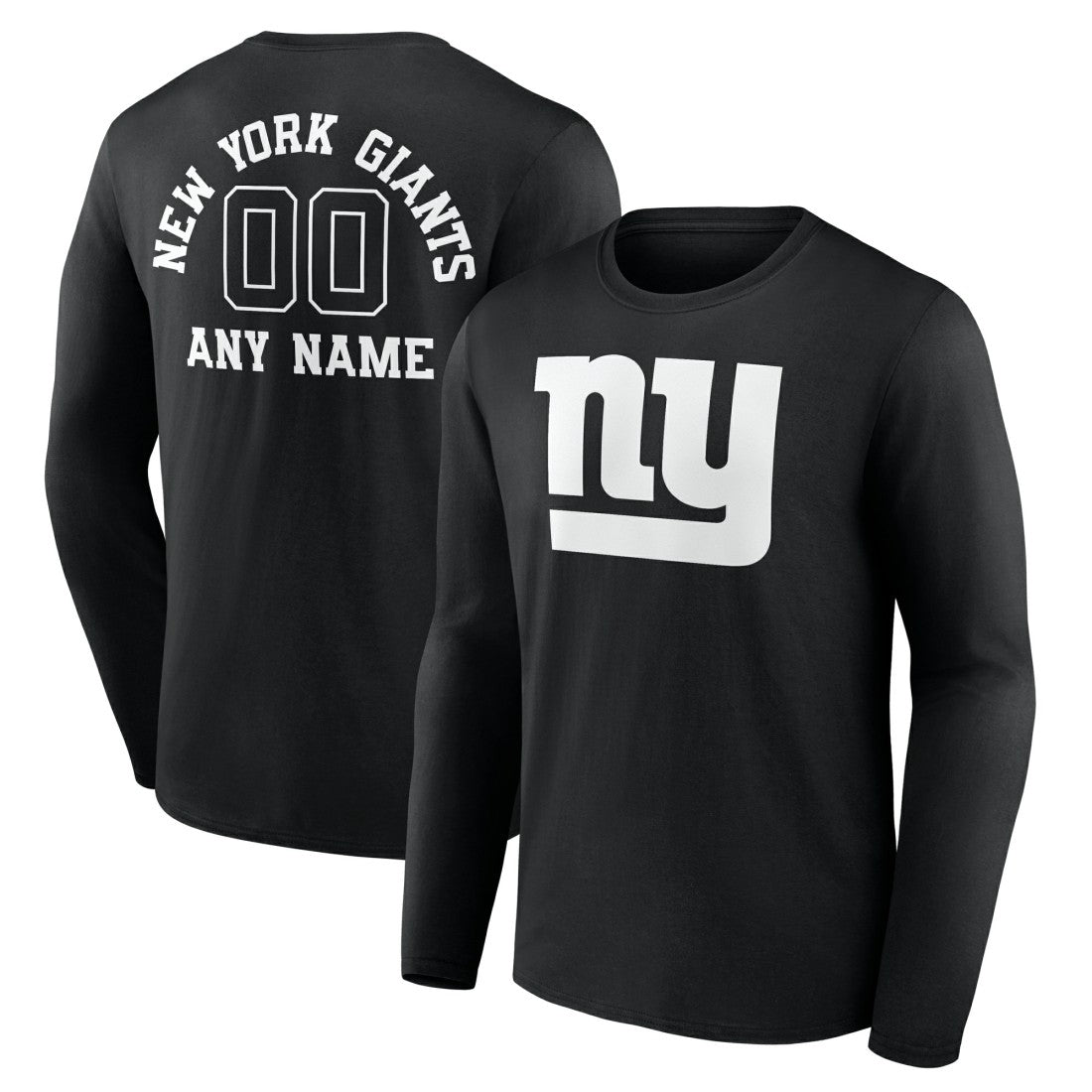 New York Giants Personalized Name & Number Monochrome Long Sleeve T-Shirt - Black for sale
