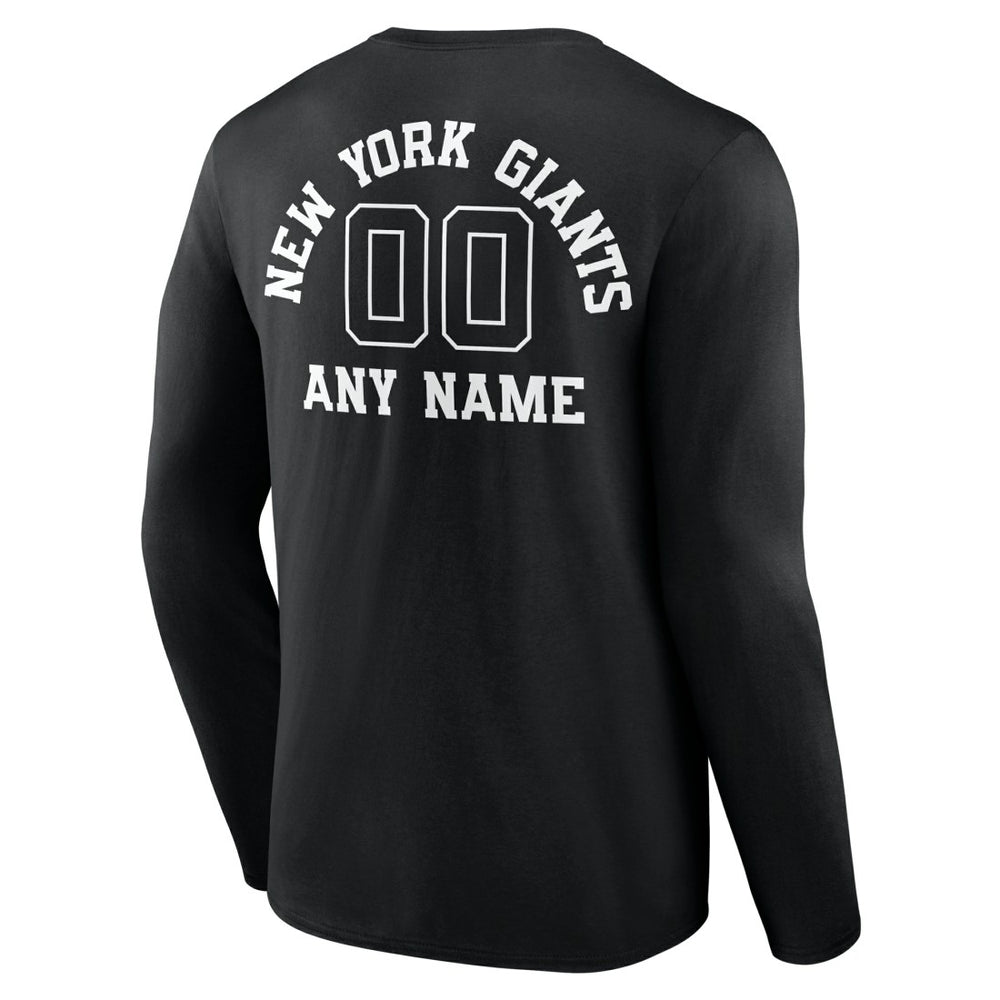New York Giants Personalized Name & Number Monochrome Long Sleeve T-Shirt - Black for sale