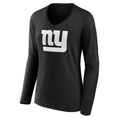 New York Giants Women's Personalized Name & Number Monochrome Long Sleeve V-Neck T-Shirt - Black online