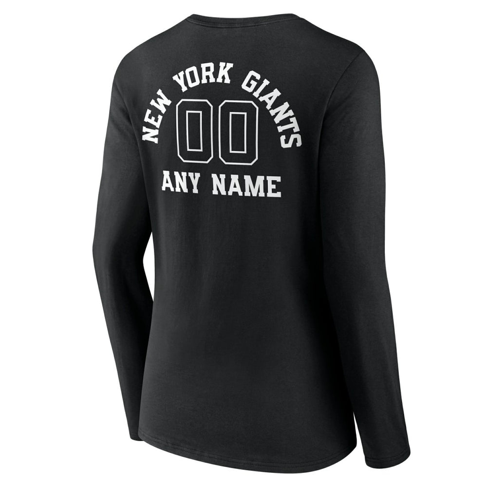 New York Giants Women's Personalized Name & Number Monochrome Long Sleeve V-Neck T-Shirt - Black online