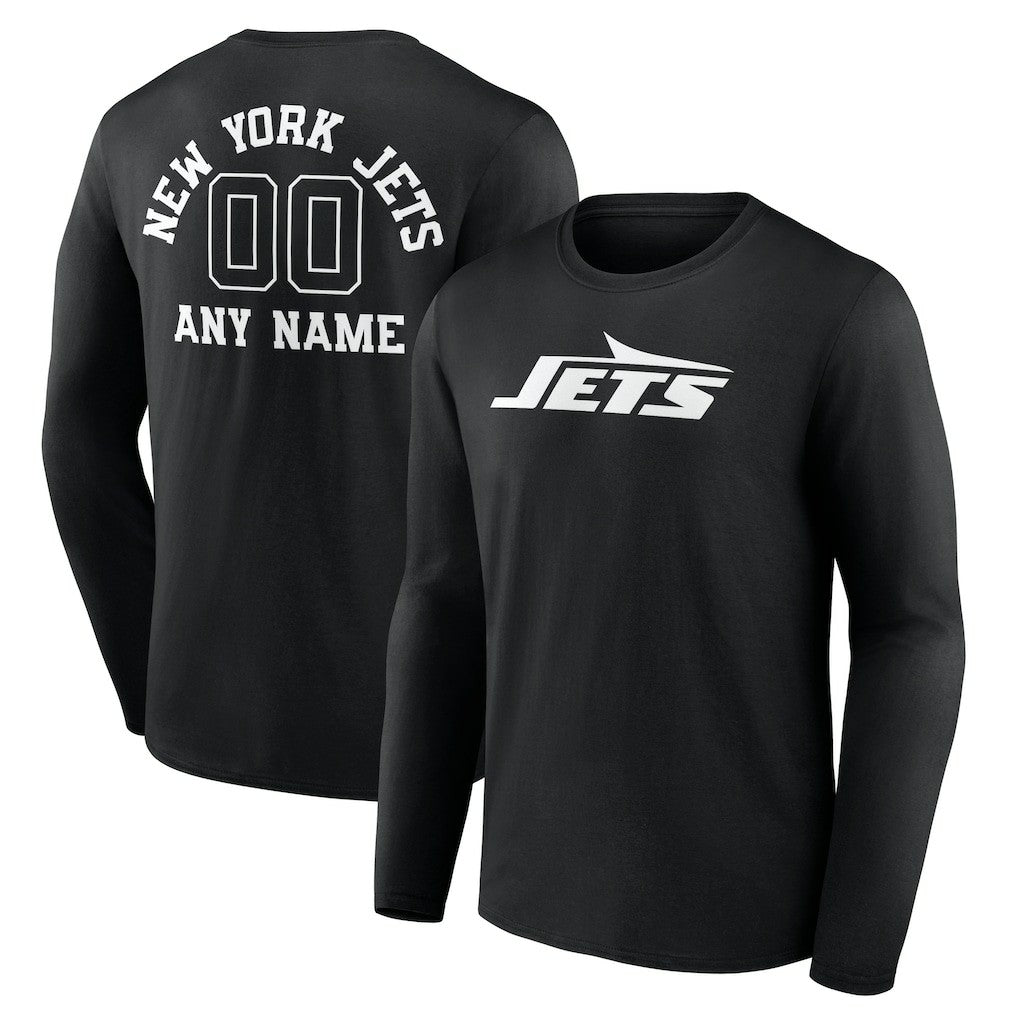 New York Jets Personalized Name & Number Monochrome Long Sleeve T-Shirt - Black sale