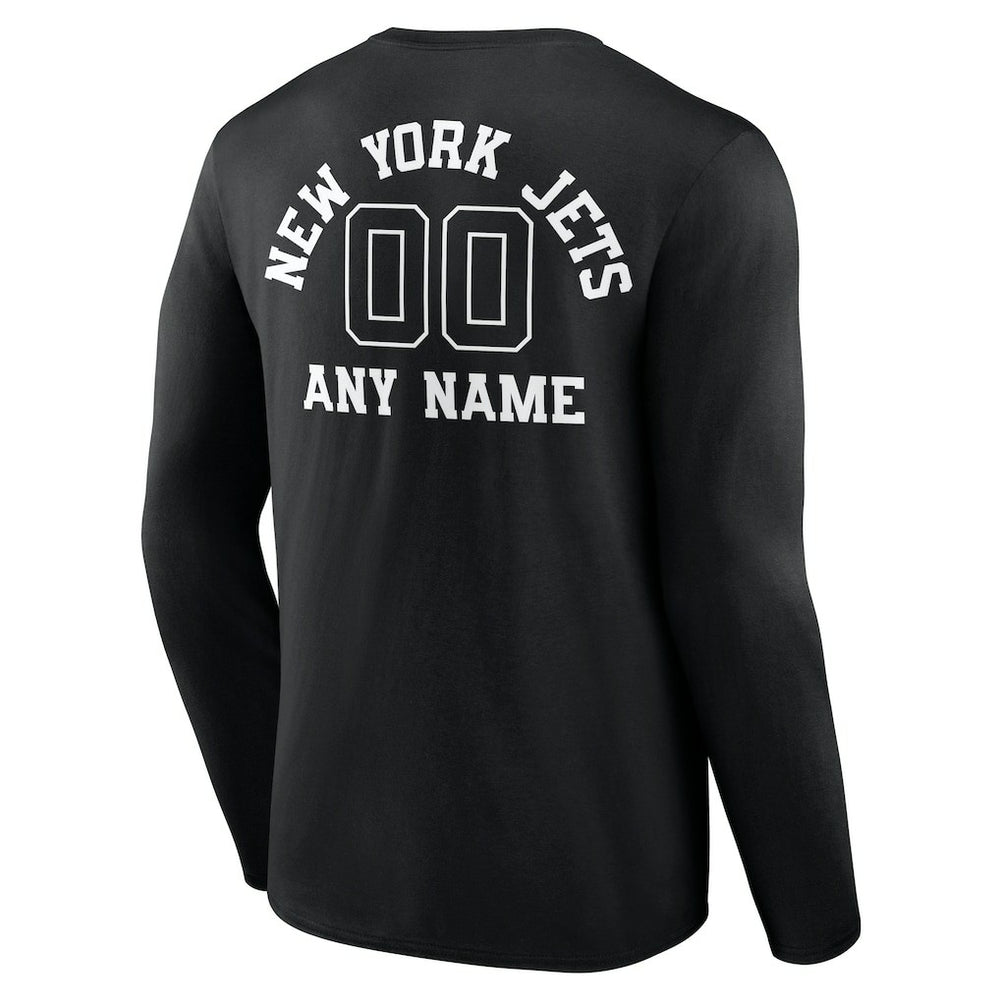 New York Jets Personalized Name & Number Monochrome Long Sleeve T-Shirt - Black sale