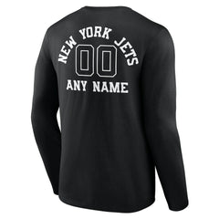 New York Jets Personalized Name & Number Monochrome Long Sleeve T-Shirt - Black sale