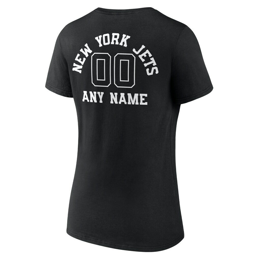 New York Jets Women's Personalized Name & Number Monochrome V-Neck T-Shirt - Black cheap