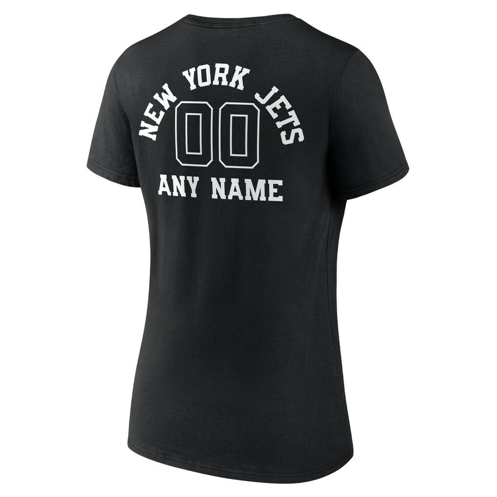 New York Jets Women's Personalized Name & Number Monochrome V-Neck T-Shirt - Black cheap
