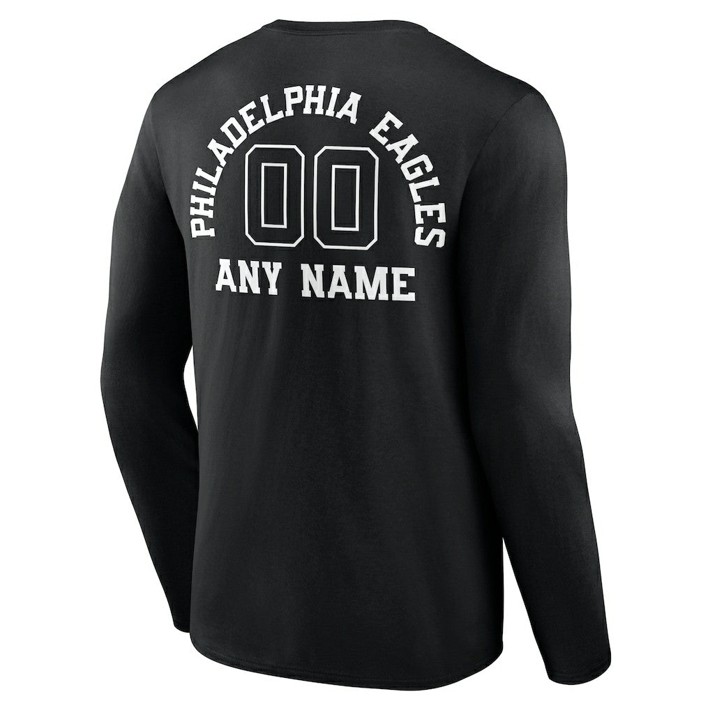 Philadelphia Eagles Personalized Name & Number Monochrome Long Sleeve T-Shirt - Black for sale