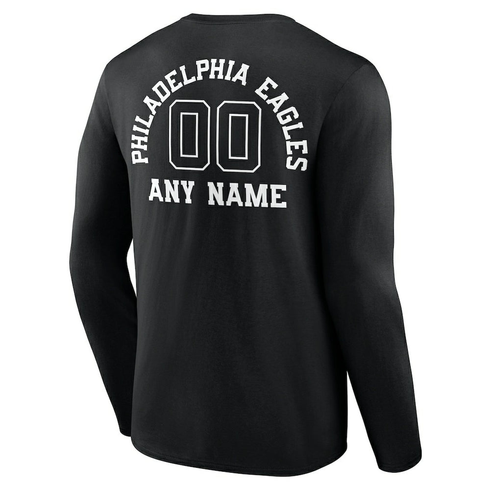 Philadelphia Eagles Personalized Name & Number Monochrome Long Sleeve T-Shirt - Black for sale