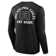 Philadelphia Eagles Personalized Name & Number Monochrome Long Sleeve T-Shirt - Black for sale