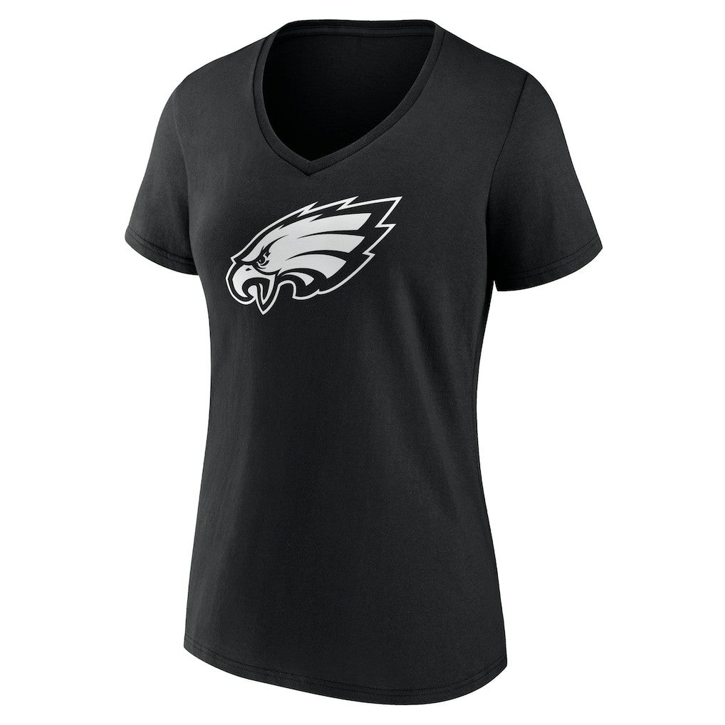 Philadelphia Eagles Women's Personalized Name & Number Monochrome V-Neck T-Shirt - Black on sale