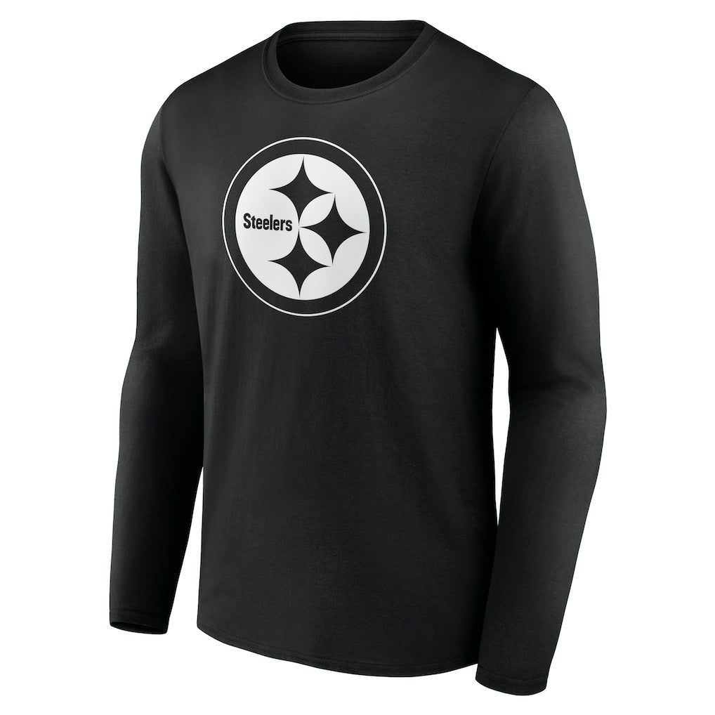 Pittsburgh Steelers Personalized Name & Number Monochrome Long Sleeve T-Shirt - Black on sale