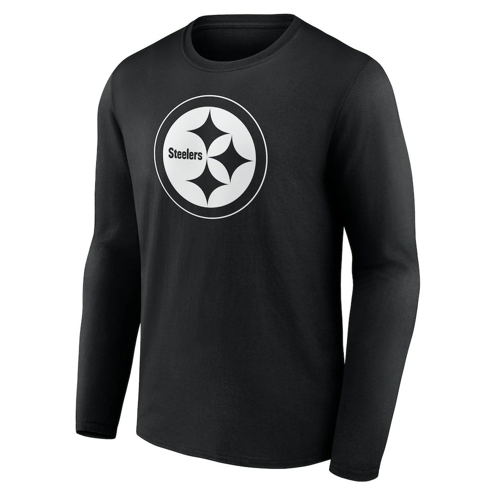 Pittsburgh Steelers Personalized Name & Number Monochrome Long Sleeve T-Shirt - Black on sale