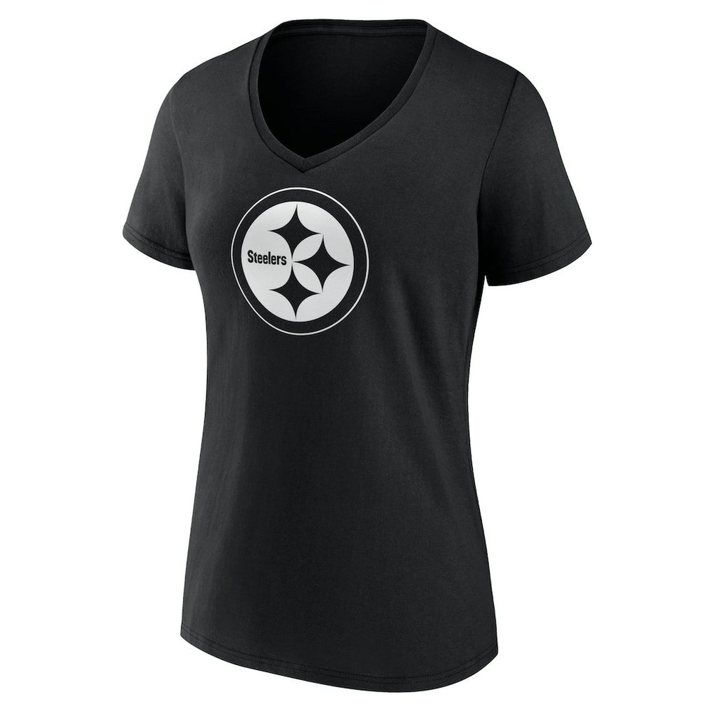 Pittsburgh Steelers Women's Personalized Name & Number Monochrome V-Neck T-Shirt - Black online