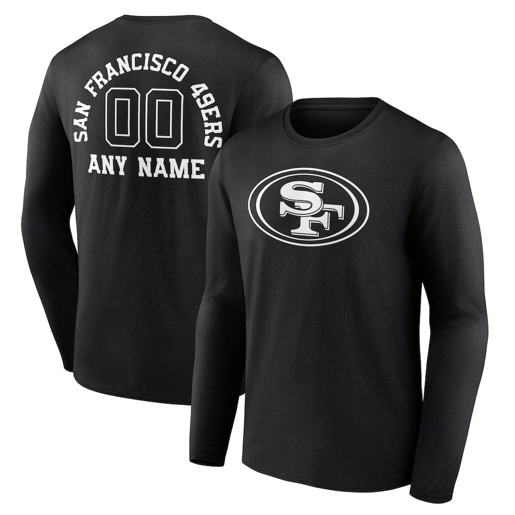 San Francisco 49ers Personalized Name & Number Monochrome Long Sleeve T-Shirt - Black online