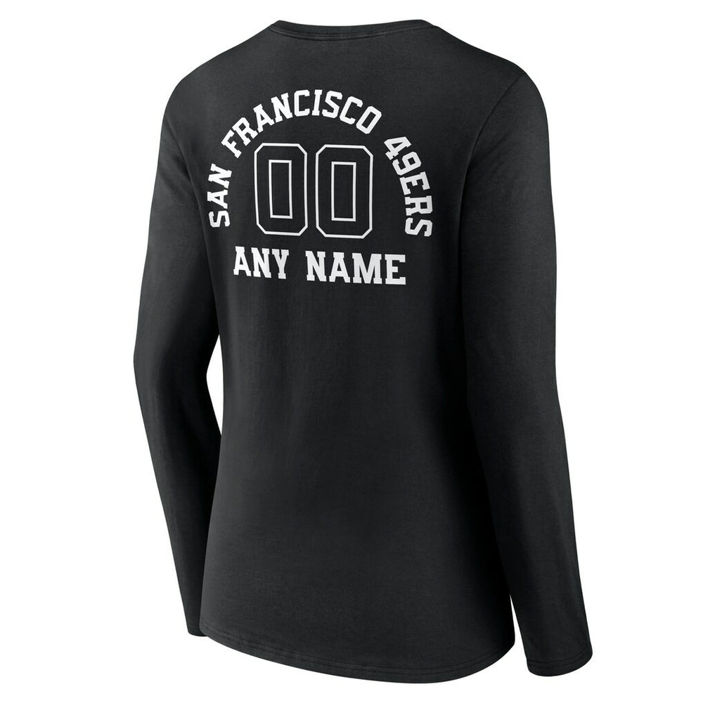 San Francisco 49ers Women's Personalized Name & Number Monochrome Long Sleeve V-Neck T-Shirt - Black sale