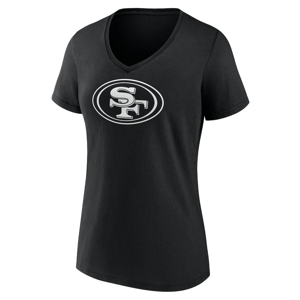 San Francisco 49ers Women's Personalized Name & Number Monochrome V-Neck T-Shirt - Black on sale