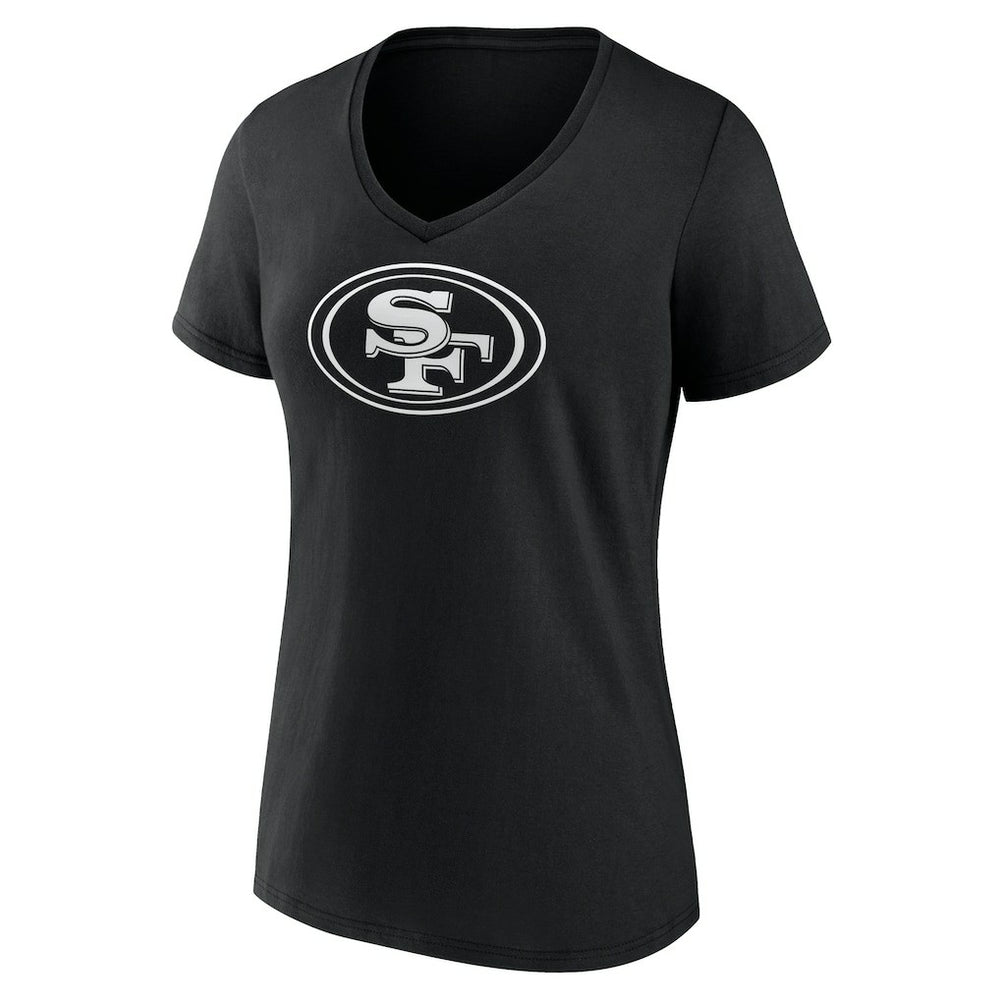 San Francisco 49ers Women's Personalized Name & Number Monochrome V-Neck T-Shirt - Black on sale