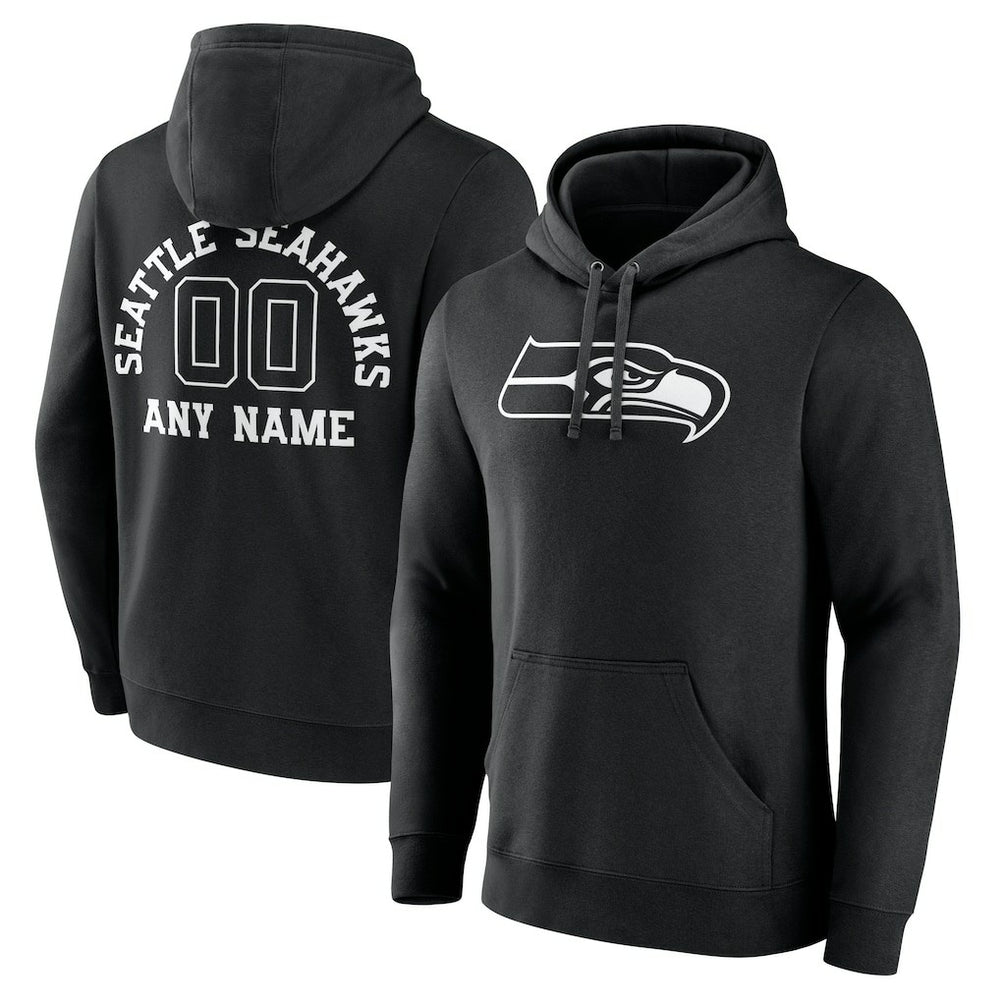 Seattle Seahawks Personalized Name & Number Pullover Hoodie - Black cheap