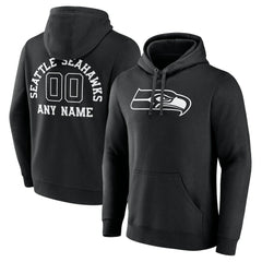 Seattle Seahawks Personalized Name & Number Pullover Hoodie - Black cheap