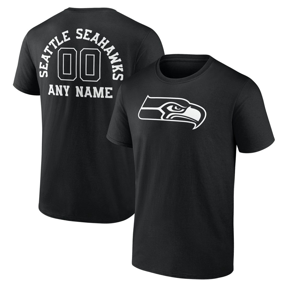 Seattle Seahawks Personalized Name & Number Monochrome T-Shirt - Black for sale